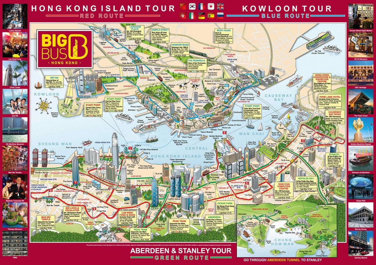 Hong Kong besar bus tur peta