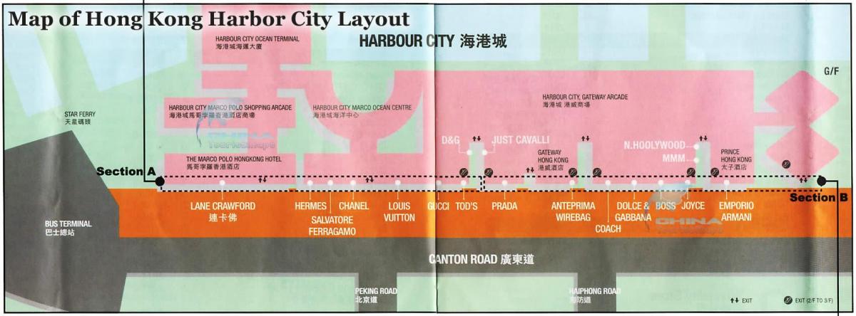 peta kota pelabuhan Hong Kong