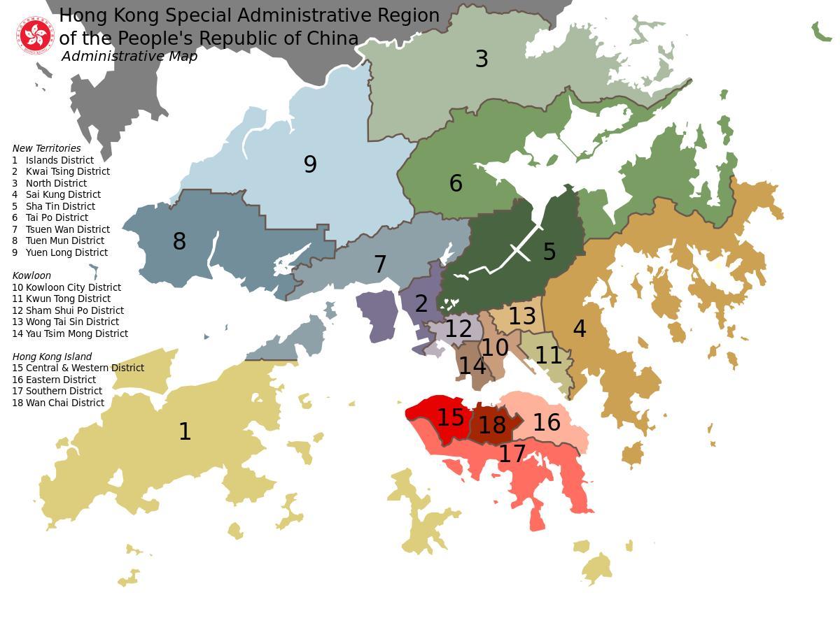 peta Hong Kong kawasan