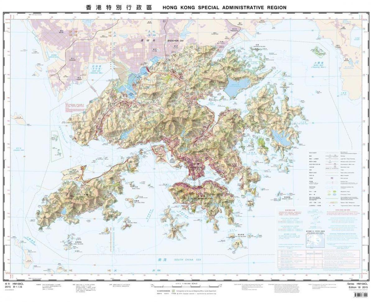 peta topografi dari Hong Kong